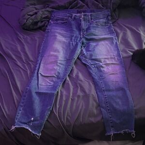 Lucky Brand Women's Skinny Jeans in Indigo Blue with Faded Whiskering